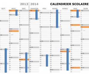 Calendrier début Avril 2014